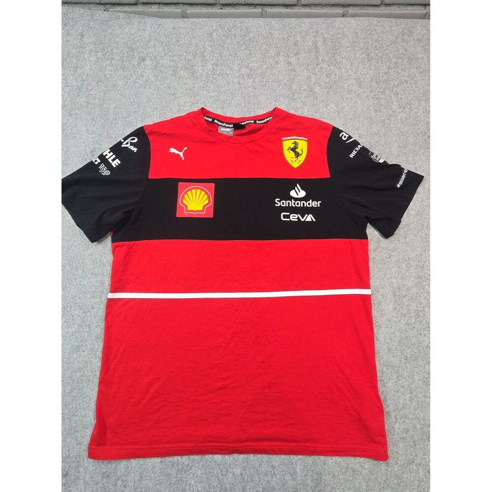 PUMA Ferrari Charles Leclerc #16 F1 Racing Shirt Men's L Red Black 2022